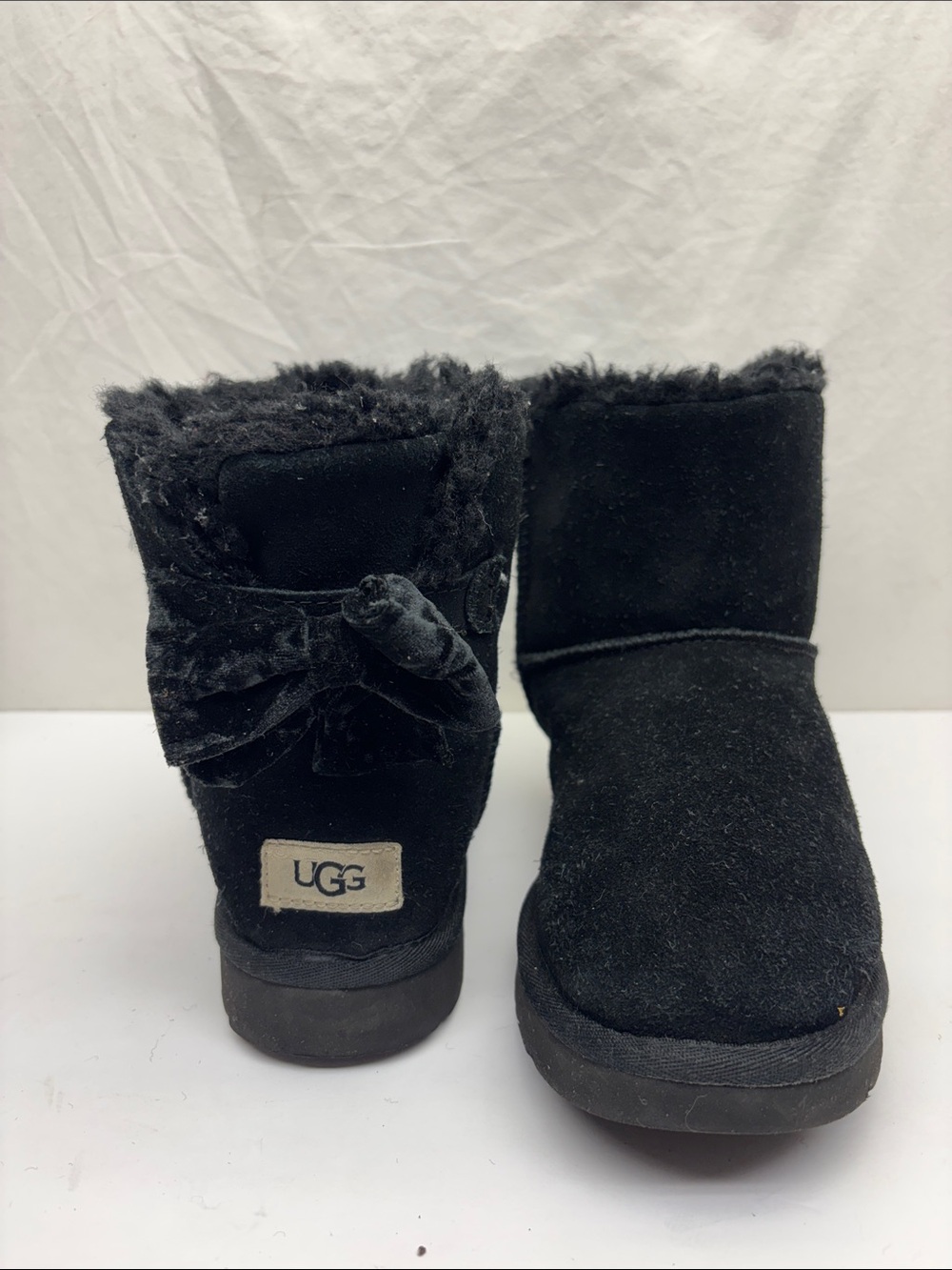 UGG Black Shearling Bow Boot, SZ 7 women’s, box 2G